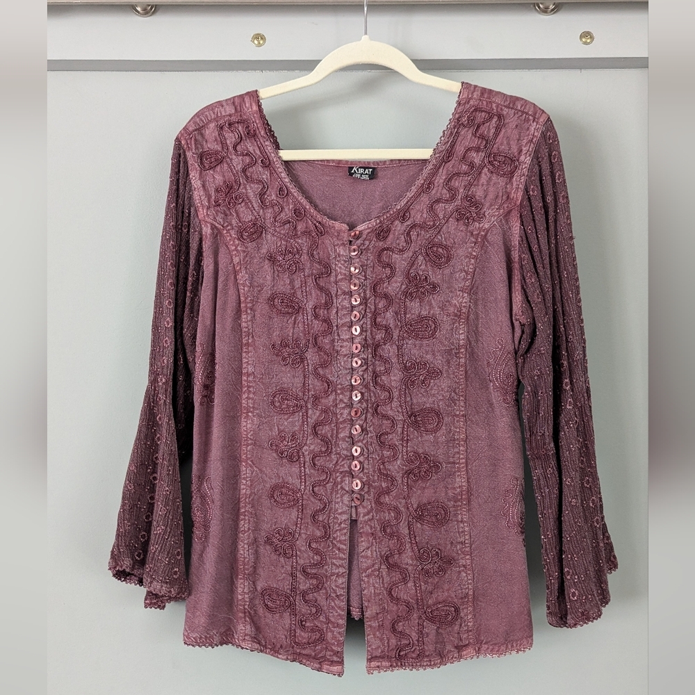 Embroidered Mauve Blouse